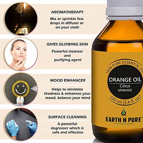 Earth N Pure Orange Oil 100% Natural Pure And Therapeutic Grade (100 Ml)