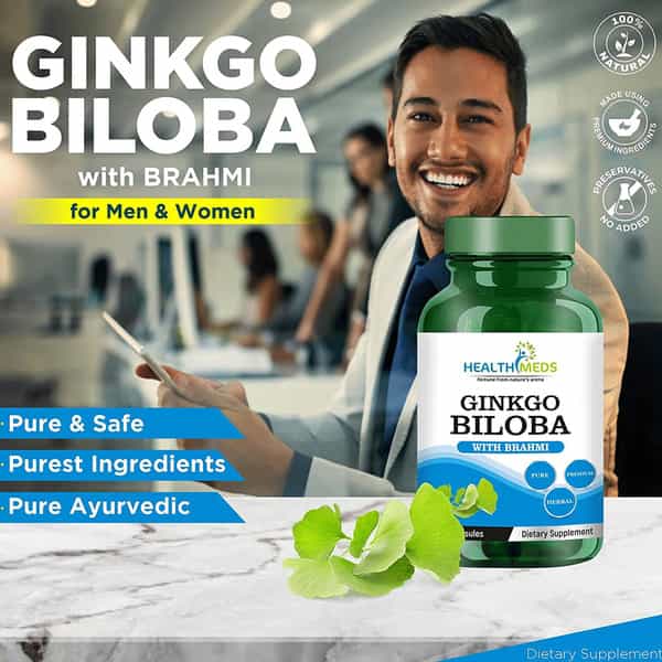 Healthmeds Gingko Biloba Capsules For Blood Circulation Better Concentration 60 Caps Pack Of 1
