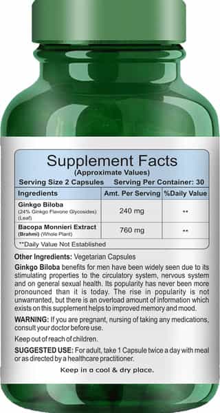 Healthmeds Gingko Biloba Capsules For Blood Circulation Better Concentration 60 Caps Pack Of 1