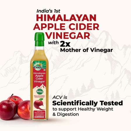 Zandu Himalayan Apple Cider Vinegar | Supports Healthy Weight & Digestion | 500Ml