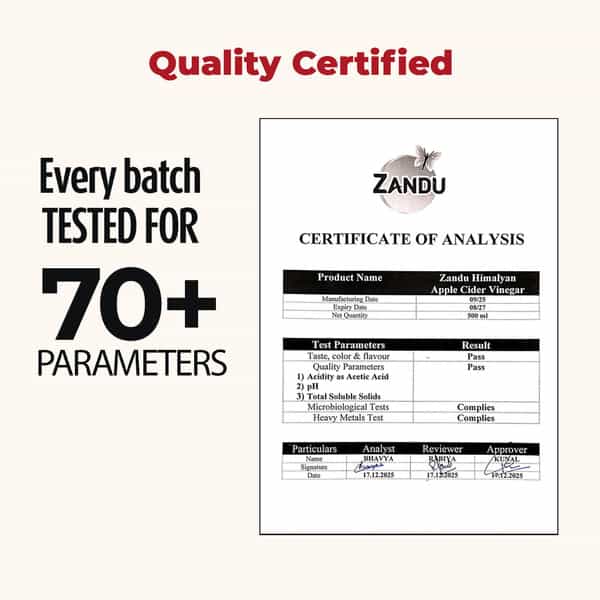 Zandu Himalayan Apple Cider Vinegar | Supports Healthy Weight & Digestion | 500Ml