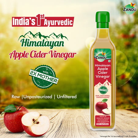Zandu Himalayan Raw Unfiltered & Unpasteurized Ayurvedic Apple Cider Vinegar Bottle Of 500ml