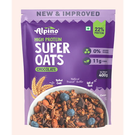 Alpino High Protein Super Oats Chocolate Pouch 1 Kg (Pack Of 2)