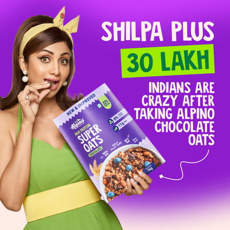 Alpino High Protein Super Oats Chocolate Pouch 1 Kg (Pack Of 2)