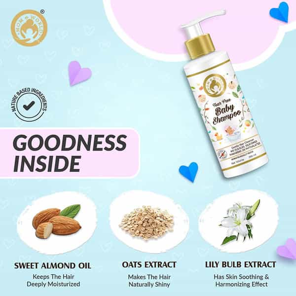 Mom & World Tear Free Baby Shampoo With Organic Moroccan Argan Oil And Oats Extract 200 Ml