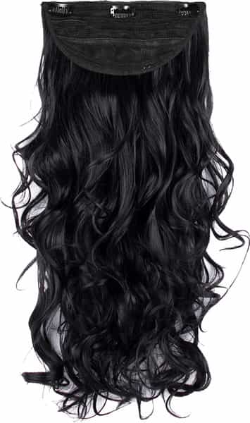 Streak Street Clip-In 24" Semi-Wavy Jet Black Hair Extensions