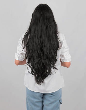 Streak Street Clip-In 24" Semi-Wavy Jet Black Hair Extensions