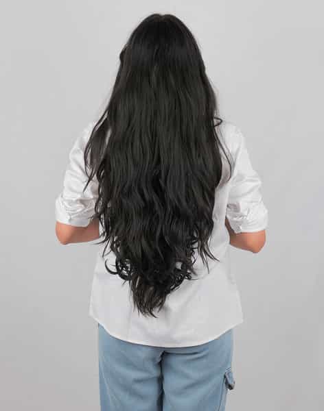 Streak Street Clip-In 24" Semi-Wavy Jet Black Hair Extensions