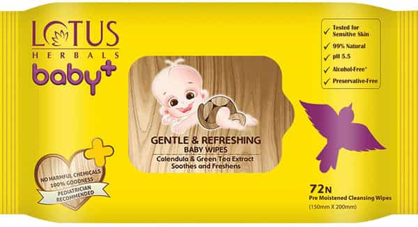 Lotus Herbals Baby+ Gentle & Refereshing Baby Wipes (72 Pieces)