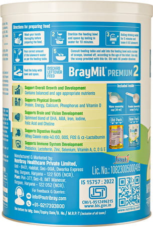 Braymil Premium 2 Infant Formula | Stage - 1 For 0 To 6 Months - 400 Gm