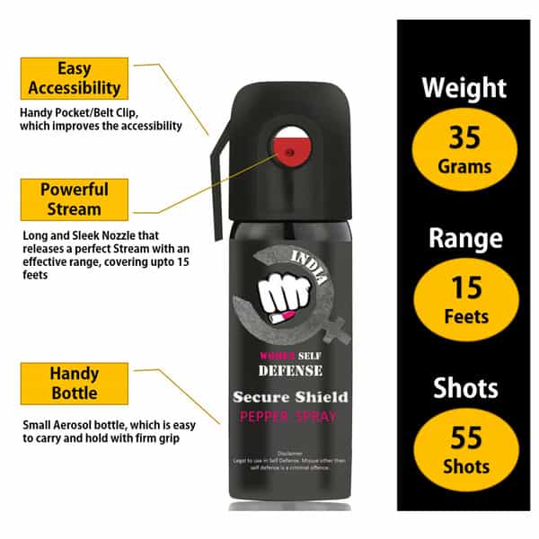 Secure Shield Self Defense Pepper Spray For Women Safety/Protection Pack Of 1