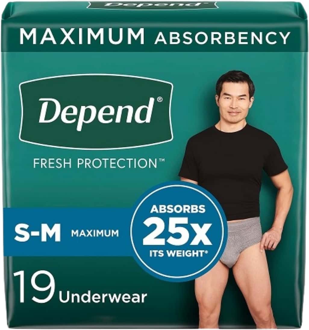 Depend Depend Fit-Flex Incontinence Underwear For Men| Maximum Absorbency| S/M| Grey 38n
