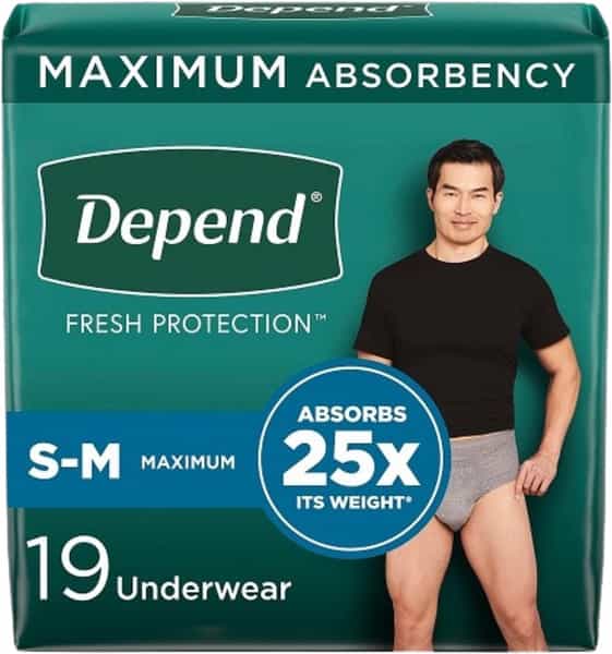 Depend Depend Fit-Flex Incontinence Underwear For Men| Maximum Absorbency| S/M| Grey 38N