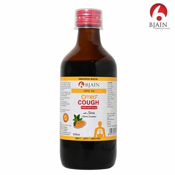Bjain Omeo Cough Medicated Syrup. Sugar Free |Supports Throat Irritation & Chest Congestion - 200Ml