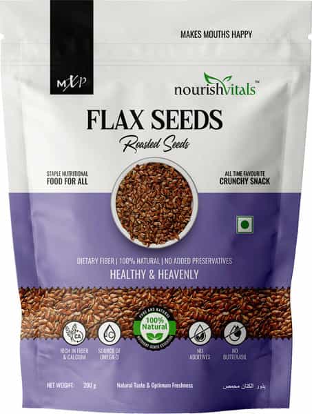 Nourishvitals Flax Roasted Seeds 200G X Pack Of 2 -Rich In Fiber And Calcium Source Of Omega 3