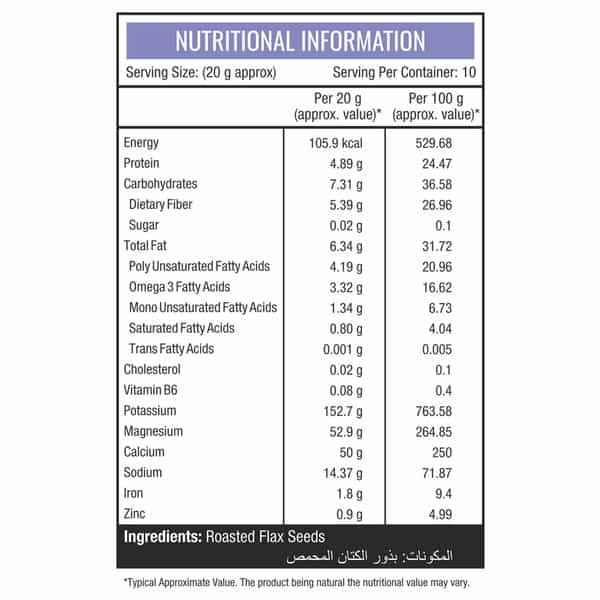 Nourishvitals Flax Roasted Seeds 200G X Pack Of 2 -Rich In Fiber And Calcium Source Of Omega 3
