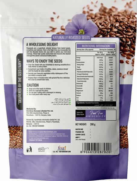 Nourishvitals Flax Roasted Seeds 200G X Pack Of 2 -Rich In Fiber And Calcium Source Of Omega 3