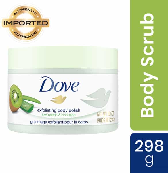 Dove Body Polish Exfoliating Scrub Kiwi Seeds And Aloe Vera Removes Dull & Dry Skin - 298 Gm