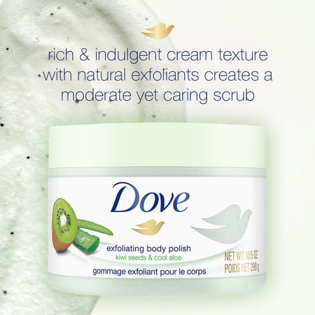 Dove Body Polish Exfoliating Scrub Kiwi Seeds And Aloe Vera Removes Dull & Dry Skin - 298 Gm