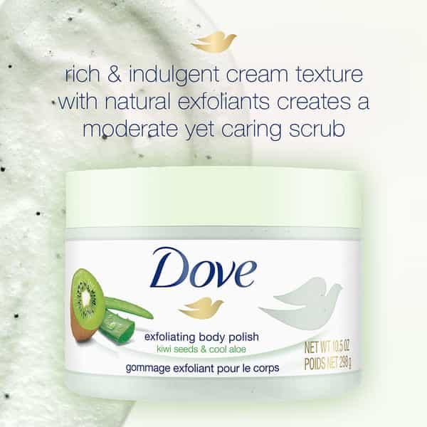 Dove Body Polish Exfoliating Scrub Kiwi Seeds And Aloe Vera Removes Dull & Dry Skin - 298 Gm