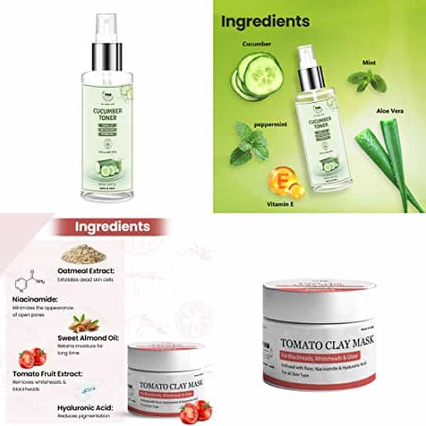 Tnw-[The Natural Wash Tomato Clay Mask & Cucumber Toner For Glowing Skin