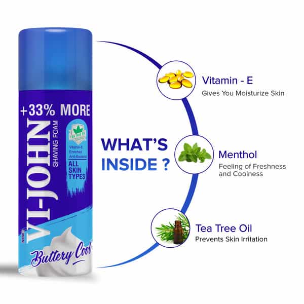 Vi-John All Skin Type Vitamin E Enriched Shaving Foam For All Skin-400Ml