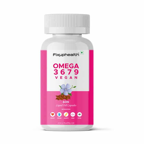 Fixuphealth Omega 3 6 7 9 Vegan Flaxseed Sea Nutrition Supplement For Hair Skin Muscle & Bones 60Cap