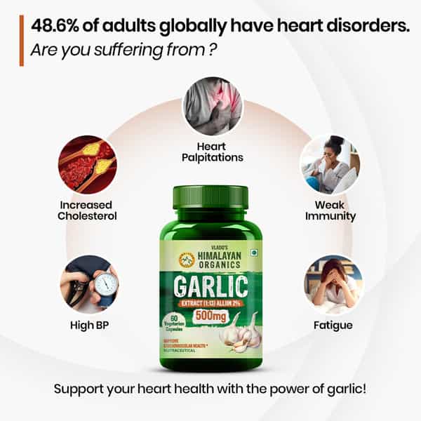 Vlado's Himalayan Organics Garlic 500Mg Supplement | 60 Veg Capsules