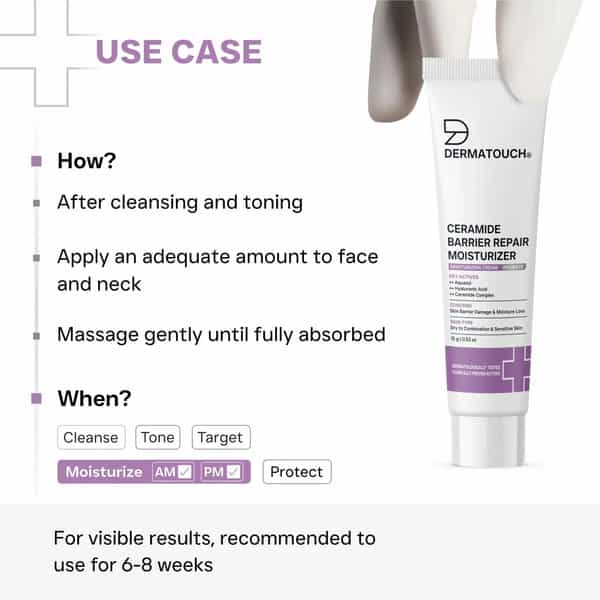 Dermatouch Ceramide Barrier Repair Moisturizer | Deep Hydration & Barrier Support | 15G