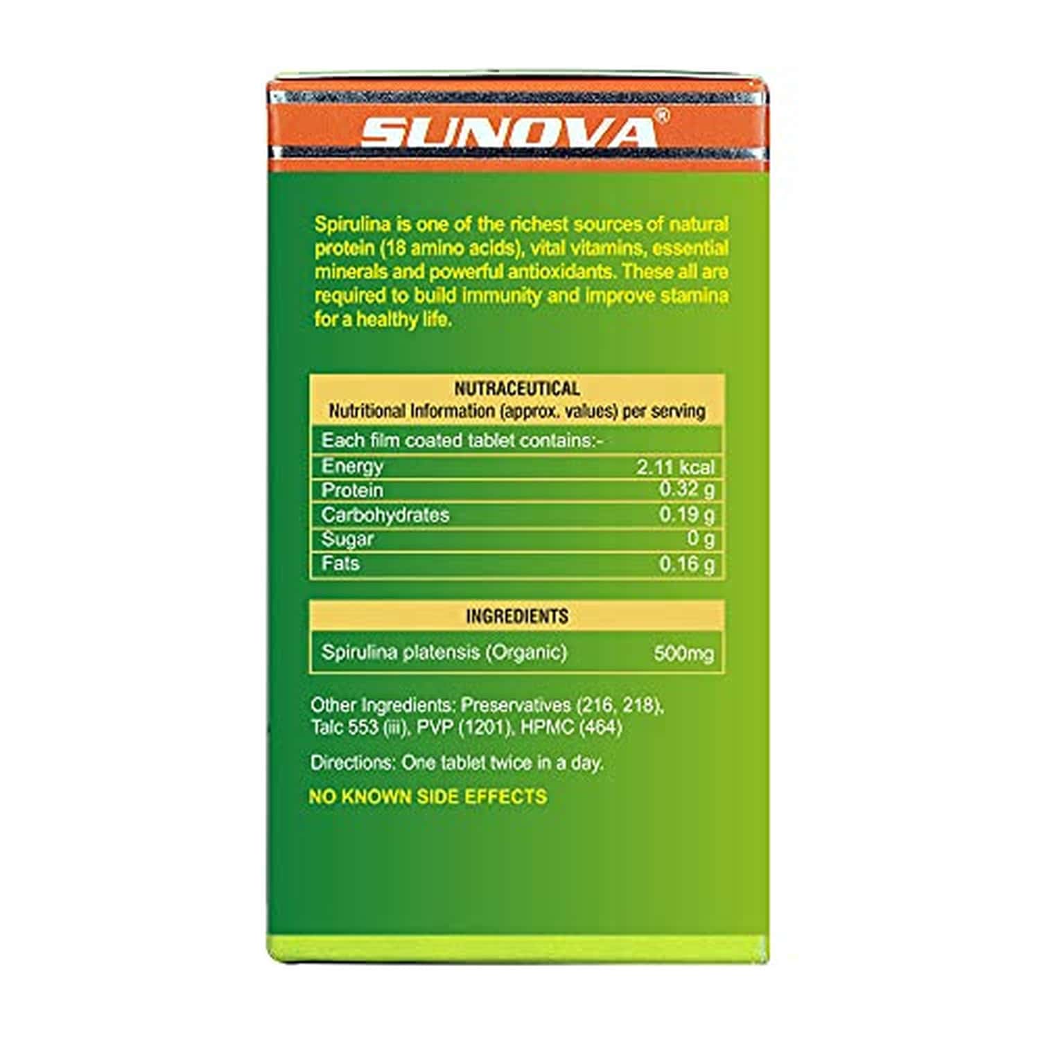 Buy SUNOVA ORGANIC SPIRULINA CAPSULE (500 MG) Online & Get Upto 60 OFF
