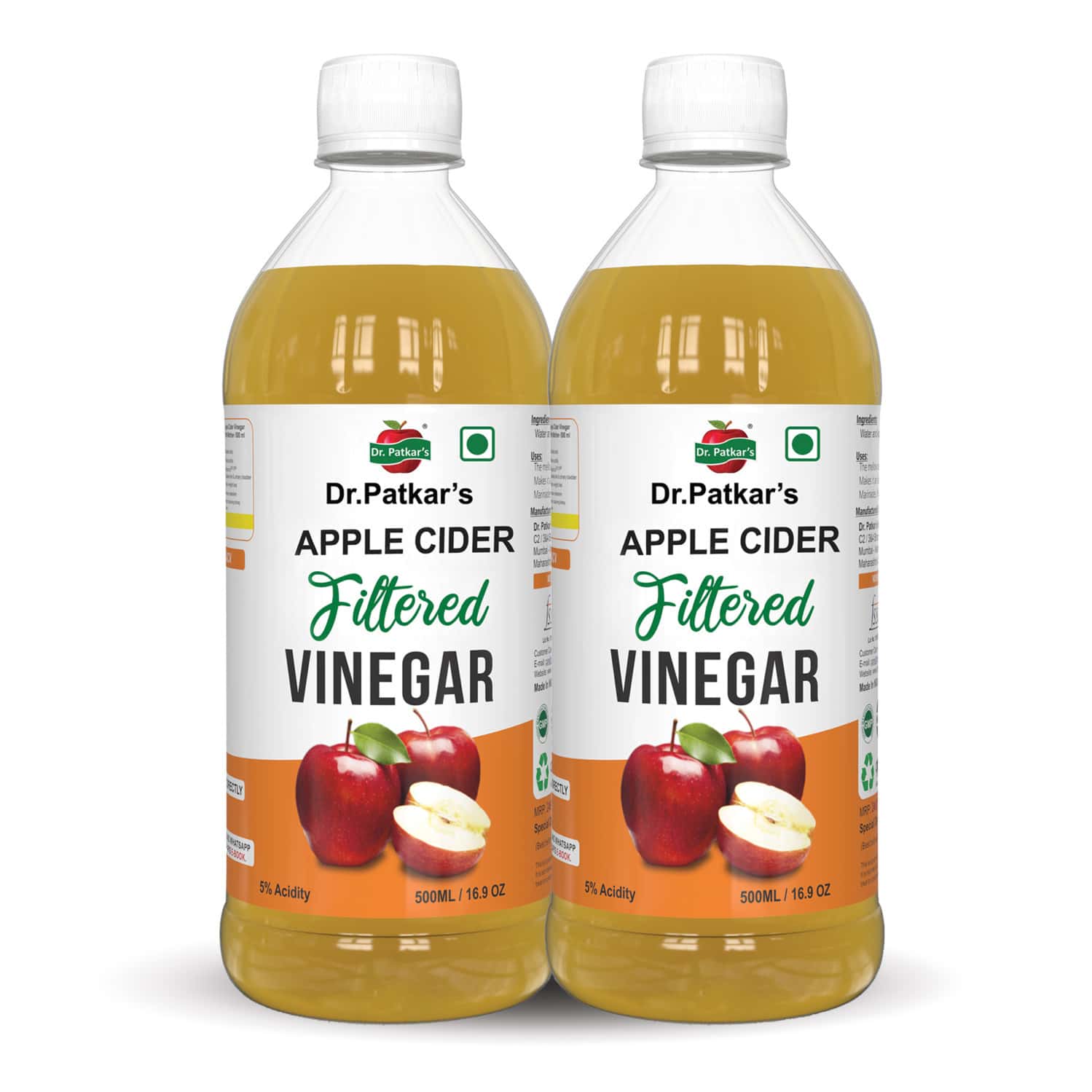 Dr. Patkar's 100% Natural Apple Cider Vinegar Best For Cooking And Salad Dressing 500ml