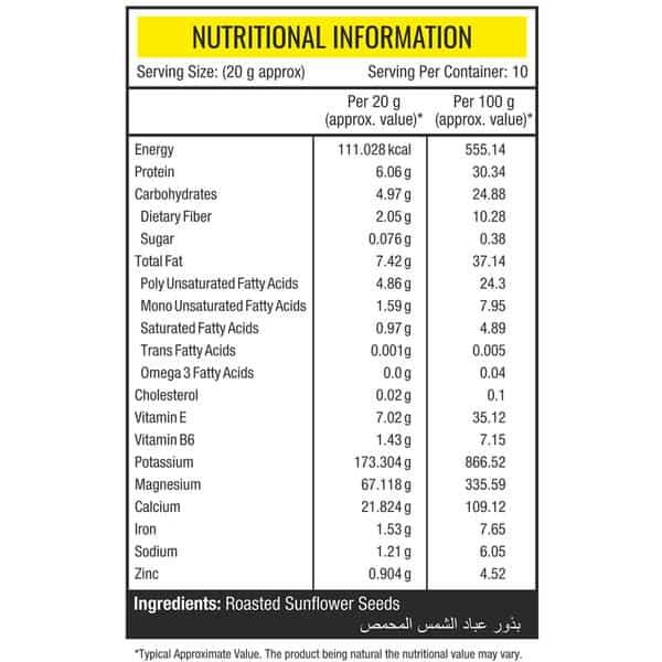 Nourishvitals Sunflower Roasted Seeds 200G X Pack Of 2 100% Natural No Added Preservatives 