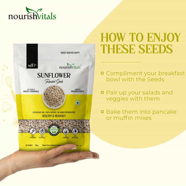 Nourishvitals Sunflower Roasted Seeds 200G X Pack Of 2 100% Natural No Added Preservatives 