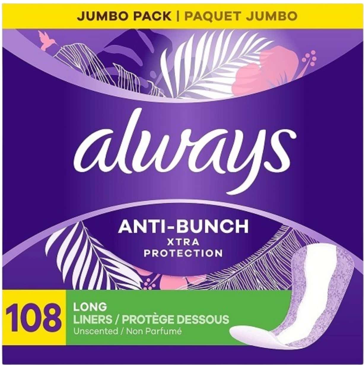 Always Xtra Protection Long Daily Liners Unscented 108 Count