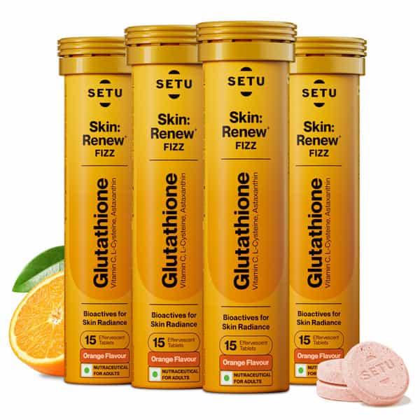 Setu Skin Renew - 60 Effervescent Tablets | Glutathione With Vitamin C | Gluta Fizz Orange Flavour