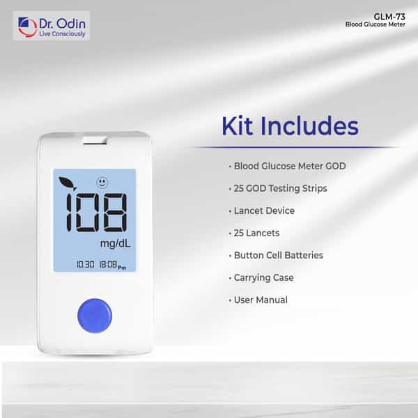 Dr. Odin Combo Of Obp106 Blood Pressure Monitor And Gls 73 Glucometer Kit Pack-25