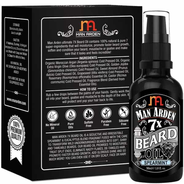 Man Arden 7X Beard Oil 30Ml (Spearmint) - 7 Premium Oils Supports Beard Growth & Nourishment