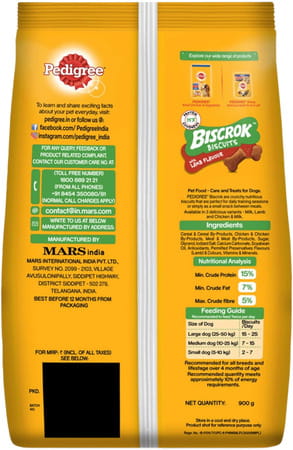 Pedigree Biscrok Biscuits (Above 4 Months) Dog Treats | Lamb Flavour | 900 G