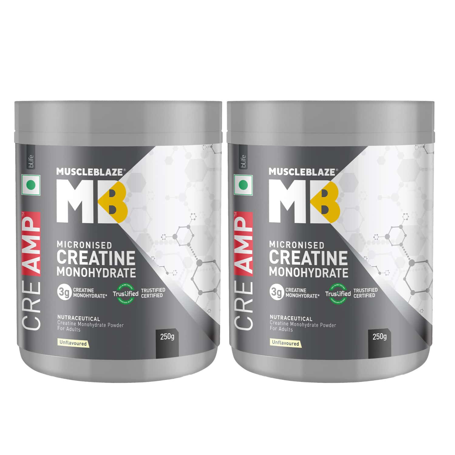 Muscleblaze Micronised Creatine Monohydrate Creamp Powder | Unflavoured (80 Servings | 250g)