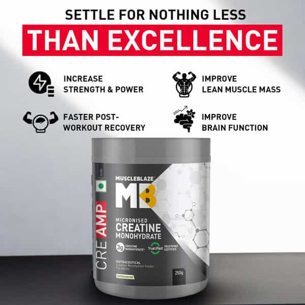 Muscleblaze Micronised Creatine Monohydrate Creamp Powder | Unflavoured (80 Servings | 250G)