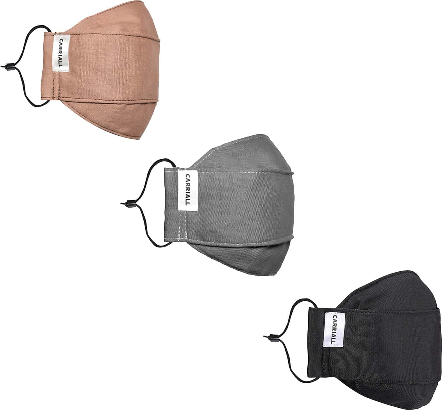 Carriall Adult Unisex 3 Layer Reusable Washable Cotton Mask (Camsm083) Pack Of 3