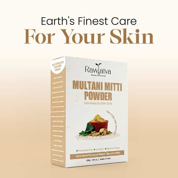 Raw Tatva Multani Mitti Powder For Deep Cleansing Oil Control & Glowing Skin | 200 Gm