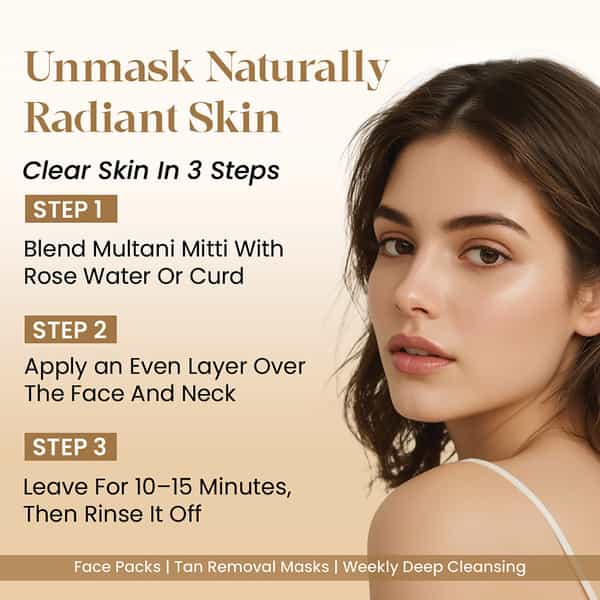 Raw Tatva Multani Mitti Powder For Deep Cleansing Oil Control & Glowing Skin | 200 Gm