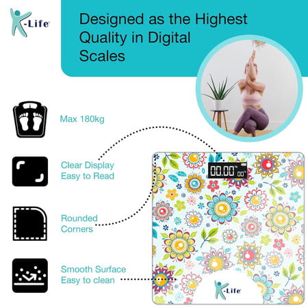 K-Life Ws-108 Digital Body Weight Machine For Home | High Precision Weighing Scale | 180kg Capacity