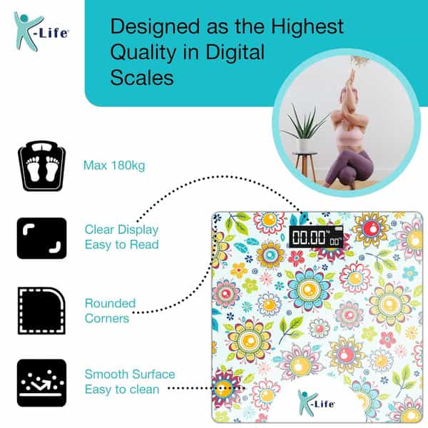 K-Life Ws-108 Digital Body Weight Machine For Home | High Precision Weighing Scale | 180Kg Capacity