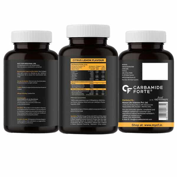 Carbamide Forte 5X Omega 3 Fish Oil With Vitamins A | D | E & Aloe Vera 60 Softgels For Men & Women
