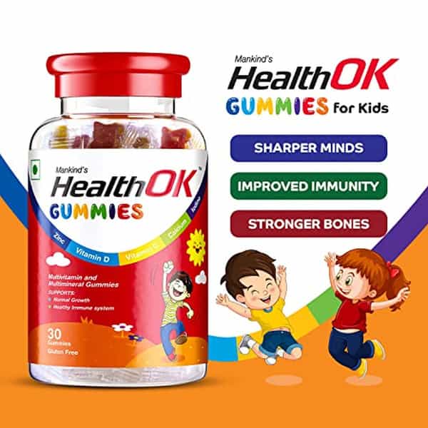 Health Ok Gummies (30 Units) And Multivitamin & Multimineral Tablets For Kids (30 Tablets | 2 Packs)