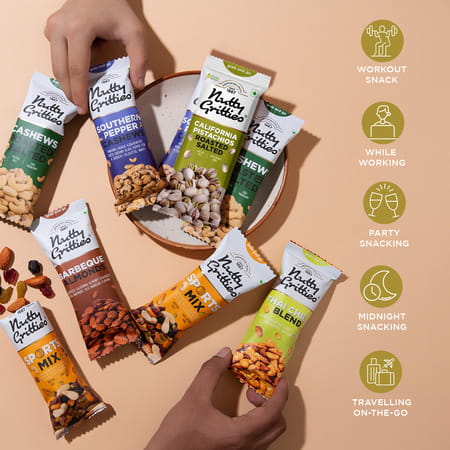 Nutty Gritties California Pistachios Roasted Lightly Salted - 210g (Pack Of 6 X 35g Each)