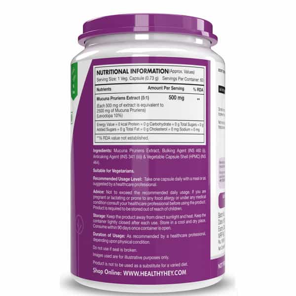 Healthyhey Nutrition Kapikachhu - Mucuna Pruriens Extract - 60 Veg. Caps