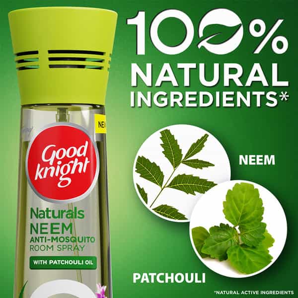 Godrej Good Knight Naturals Neem Anti Mosquito Room Spray With Patchouli Oil - 150Ml